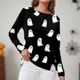 thumbnail image 3 of Satingcolo Halloween Shirts Women Long Sleeve Crewneck Casual Dressy Tops Funny Graphic Halloween Costumes Fall Fashion Outfits Black M, 3 of 4