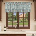 thumbnail image 6 of Teal Pink Curtain Valances for Windows, Kitchen Valance Window Treatments Panel 2 Pack, Vintage Floral Watercolor Boho Ethnic Rod Pocket Short Curtains for Bathroom Bedroom 60 x 18 Inch, 6 of 8