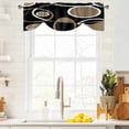 thumbnail image 3 of Black Brown Tie Up Valance Curtains for Windows, Kitchen Curtains Window Treatments, White Circle Modern Minimalist Geometric Short Window Shades Valances for Bedroom Bathroom Cafe 42"x12", 3 of 8