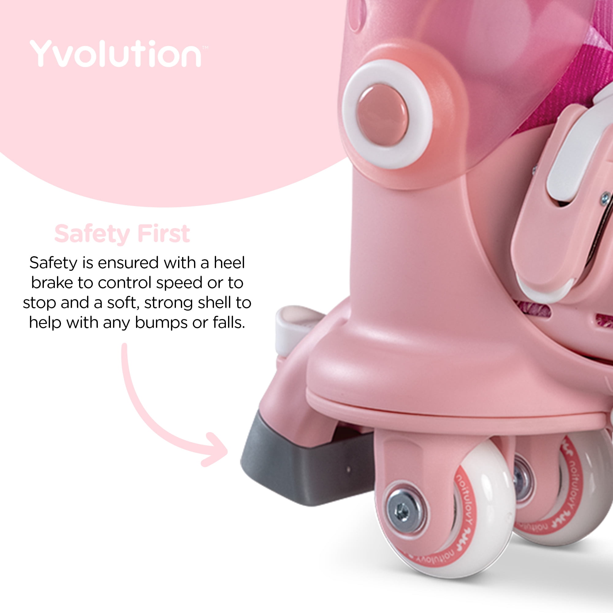 Yvolution Twista Skates, Adjustable 2-in-1, Kids Size 7J-11J, One Pair, Pink, Unisex
