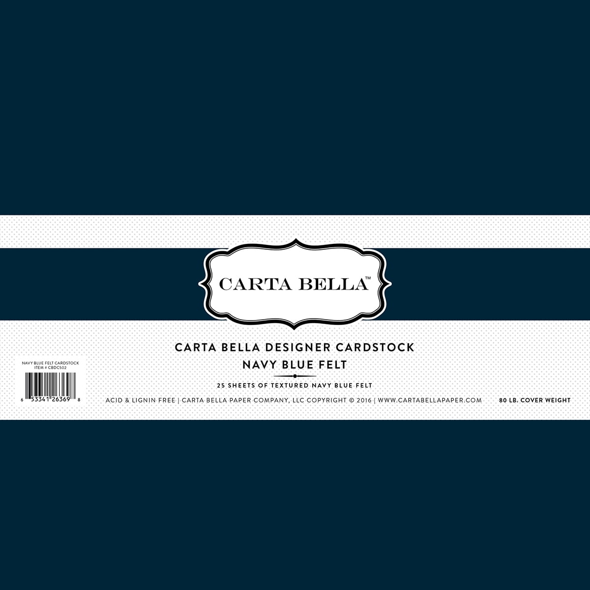 Carta Bella Designer 80 lb Cover Cardstock 12"X12"Navy Blue Felt