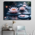 thumbnail image 4 of Mudket Pink Lotus Flower on Zen Stones Canvas Wall Art, Floral Botanical Wall Decor, Framed Ready to Hang Artwork for Living Room Bedroom Bathroom Spa - 12"L x 8"W, 4 of 10