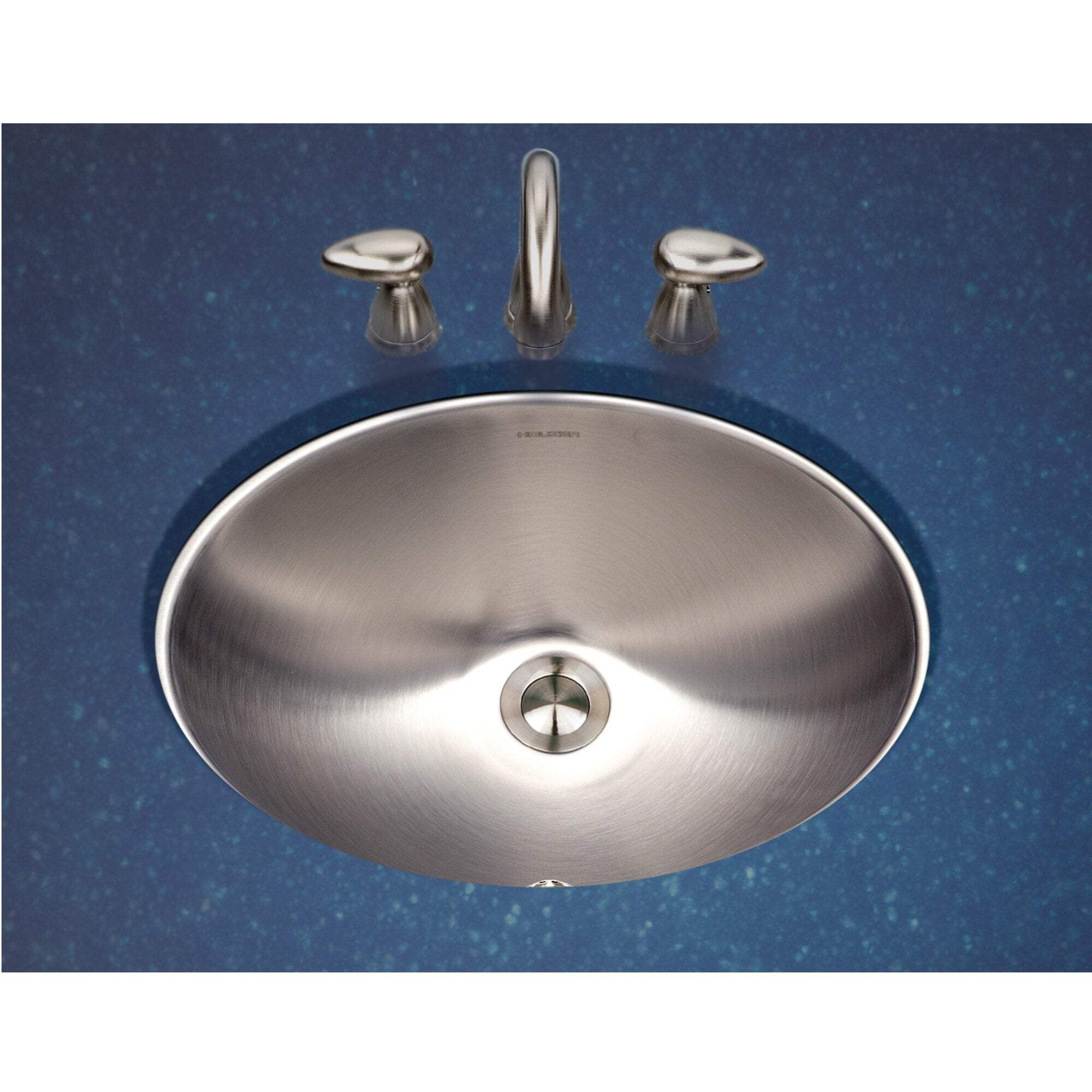 Houzer Opus 18 in Stainless Steel Undermount Single Oval Bowl Bathroom Sink with Overflow Assembly - CHO-1800-1