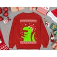 thumbnail image 4 of Big Green Trex Santa Ugly Christmas Sweater - Funny Youth Kids Sweatshirt Medium Red, 4 of 5