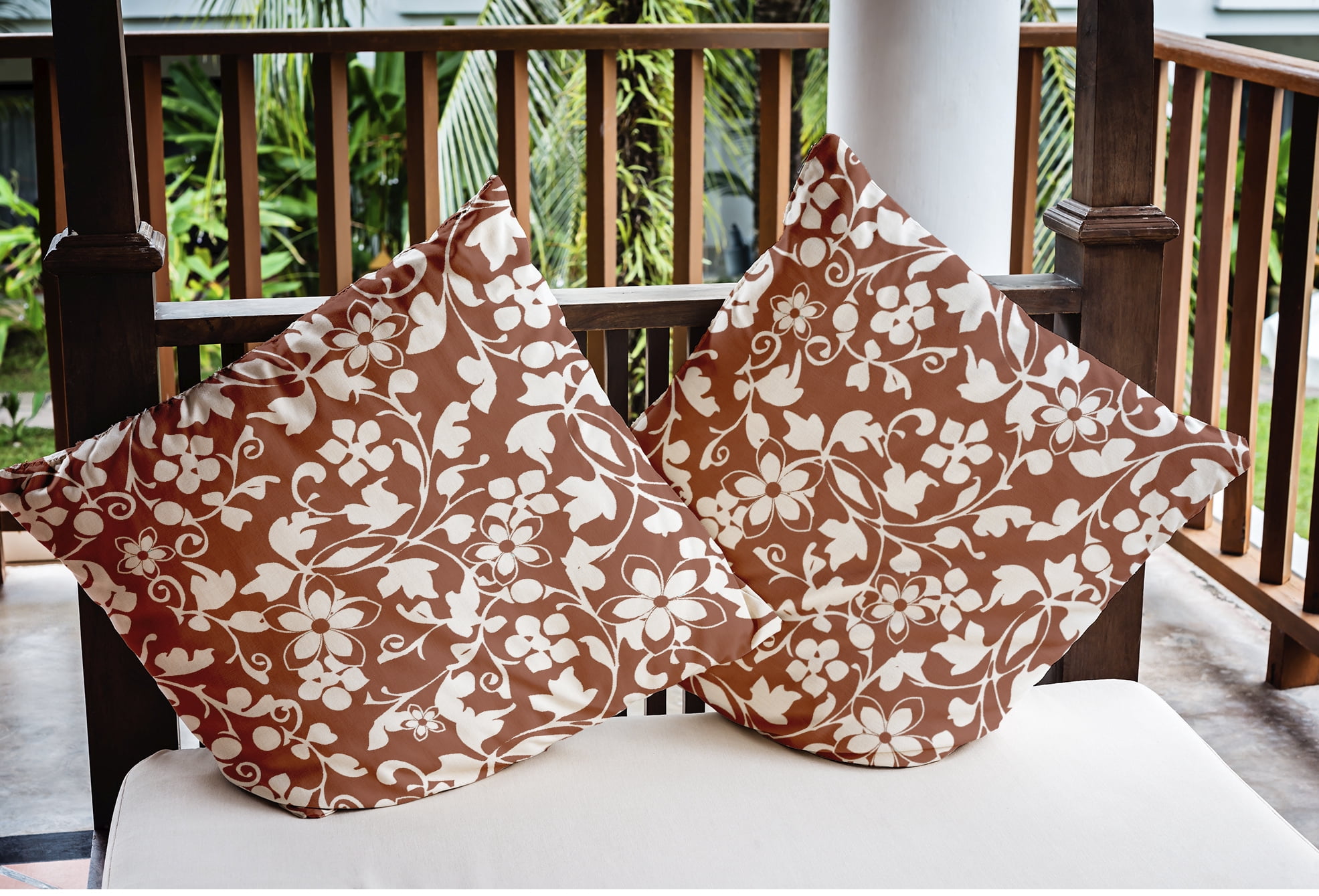 Simply Daisy 18" x 18" French, Country Brown, White, Multi-color Polyester Throw Pillow