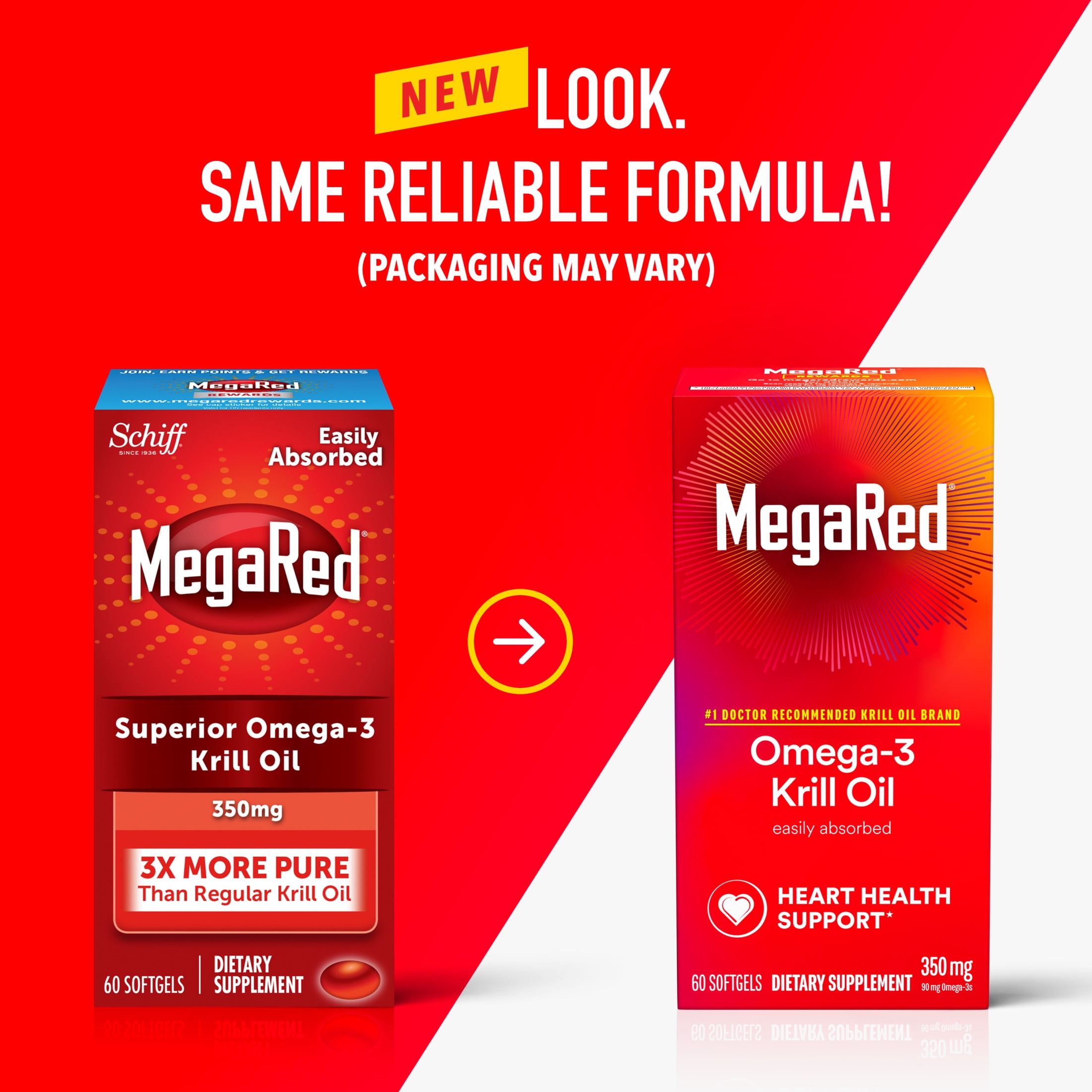 MegaRed 350mg Superior Omega-3 Krill Oil, 60 Softgels