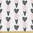 thumbnail image 1 of Romantic Fabric by the Yard, True Love Lettering with Heart Shapes Doodle Valentines Day Theme, Decorative Upholstery Fabric for Sofas and Home Accents, Pale Pink Black and White by Ambesonne, 1 of 5