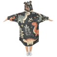 thumbnail image 2 of FORMRS Wearable Blanket Hoodie with Sleeves for Kids Cozy Flannel Sweatshirt, Gray Dinosaur, 2 of 7