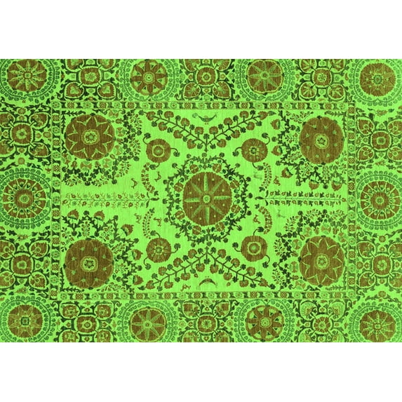 Ahgly Company Indoor Rectangle Abstract Green Modern Area Rugs, 8' x 10'