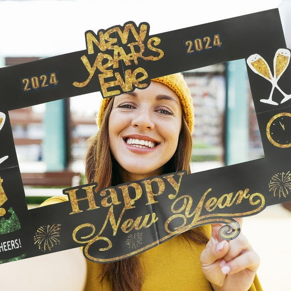 NICEXMAS Family Reunion Photo Booth Props Paper Decoration Black 1Pcs New Year Themed