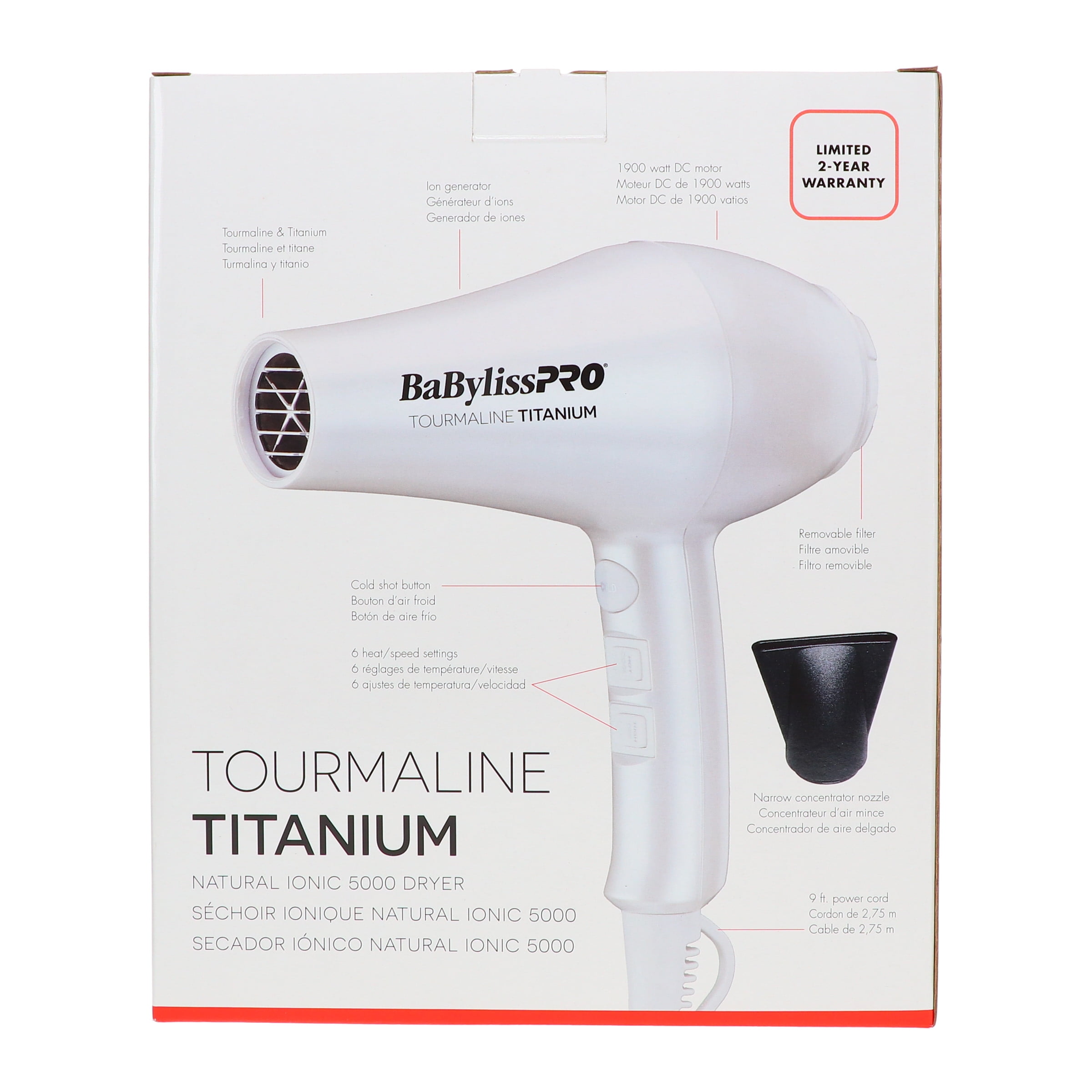 Aandringen Graag gedaan intern BaBylissPRO TT Tourmaline Titanium 5000 Dryer - Walmart.com