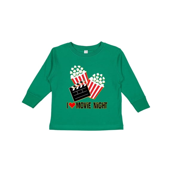 Inktastic I Love Movie Night Boys or Girls Long Sleeve Toddler T-Shirt