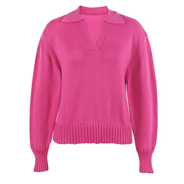 CEHVOM Chandail Polyvalent pour Femme à Col à Revers Uni, Coupe Ample, Mode Décontractée, Liquidation