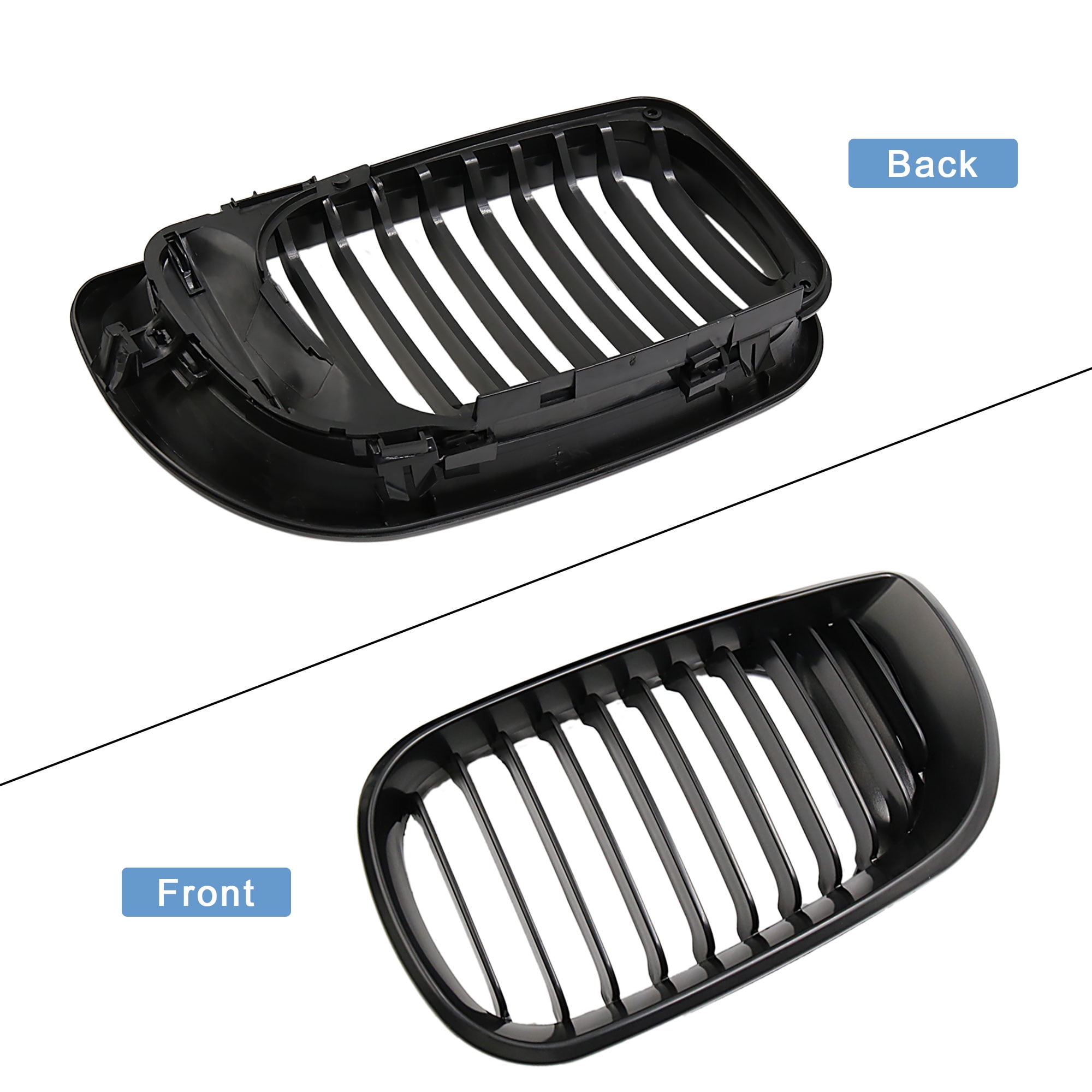  B-M-W E46 Grill Front Kidney Grille for 2002-2005 3 Series  4-Door 320 325 325i 330 Sedan Wagon 4D Car (Gloss Black) : Automotive