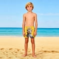 thumbnail image 4 of Boys Swim Shorts Kids Quick Dry Cartoon Graphic Yellow Beach Trunks with Drawstring Knee Length 4T-12,Size 7 T, 4 of 9