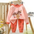 thumbnail image 2 of HCNTES Toddler Baby Boy Girl Fall Winter Clothes Little Boy Outfit Letter Long Sleeve Sweatshirts and Jogger Pants Set(6-12 Months, Red&7), 2 of 6