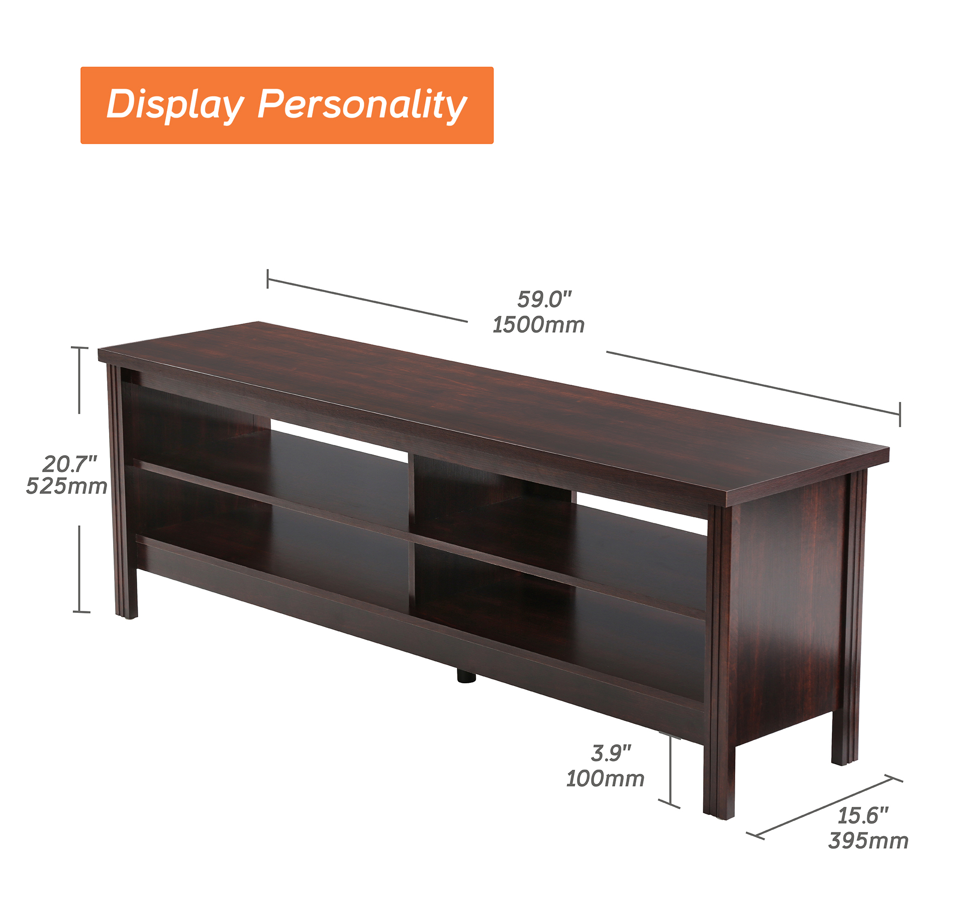 Farmhouse TV Stands for 65 inch Flat Screen,Wood Media Console for bedroom and living room,59 inch,Walnut - image 5 of 5