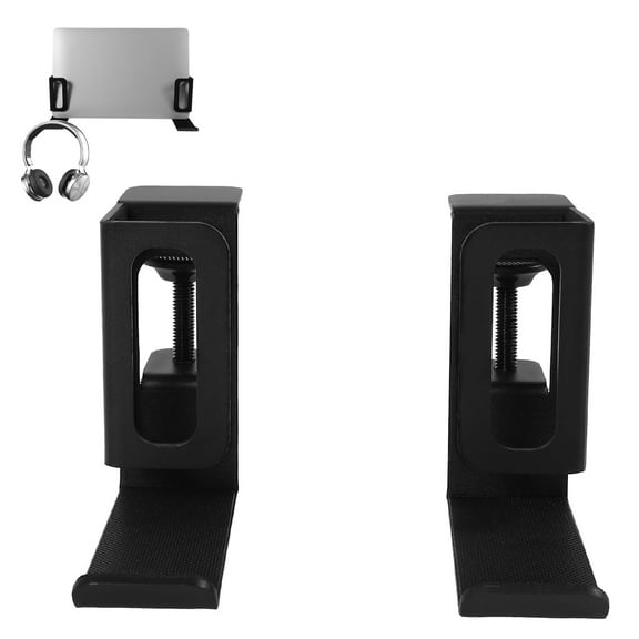 2Pcs Vertical Desk Side Laptop Mount Adjustable Length Strong Load Bearing Clamp on Tablet Organizer for Home Office School
