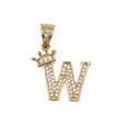 thumbnail image 4 of Cadena y dije de brillos con corona de oro laminado letra W, 4 of 7