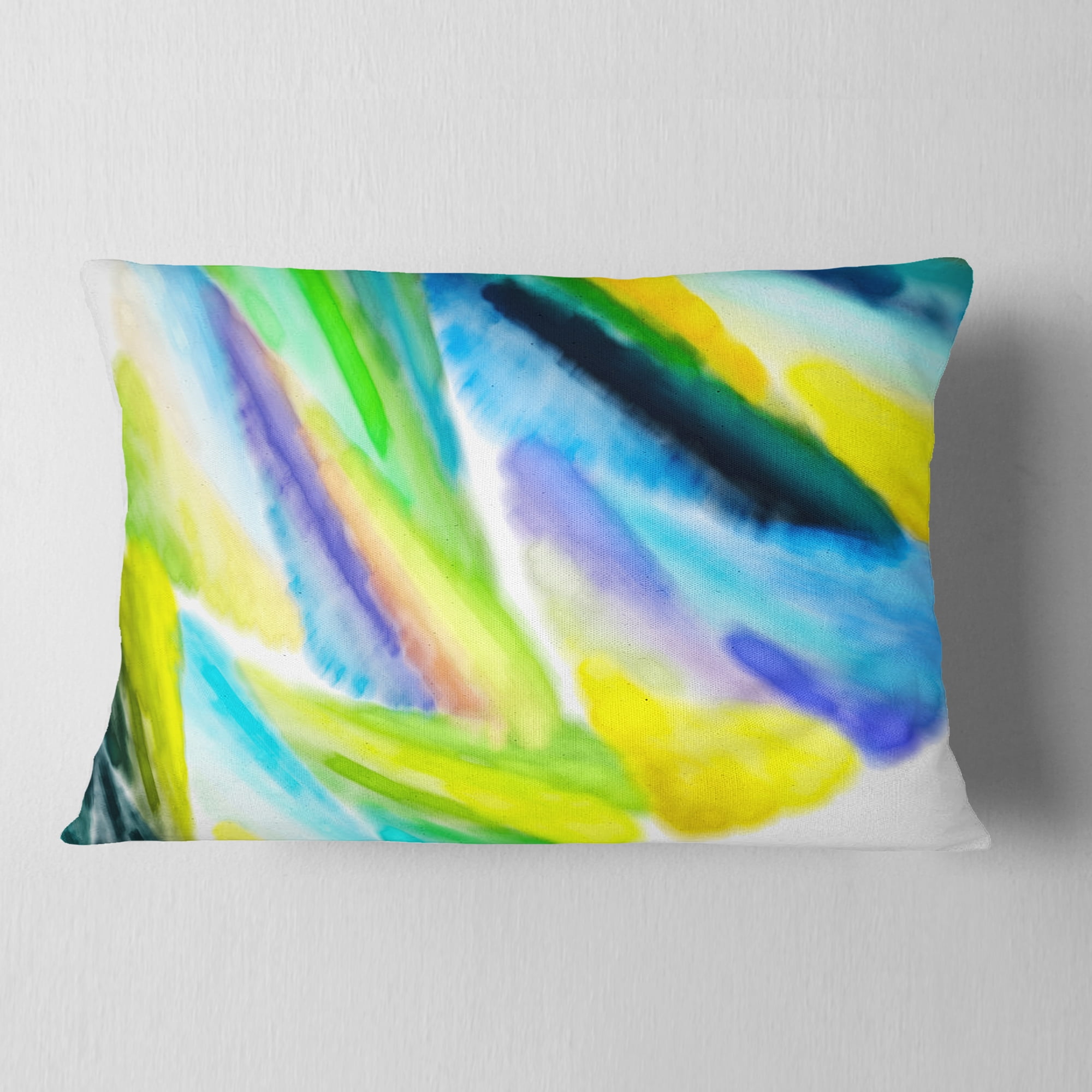 Designart Green Vibrant Brushstrokes - Abstract Throw Pillow - 12x20