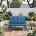 thumbnail image 7 of SUNCROWN Outdoor Swing Glider Rocking Chair Patio Bench for 2 Person, Garden Loveseat Seating Patio Steel Frame Chair Set with Cushion, Peacock Blue, 7 of 7
