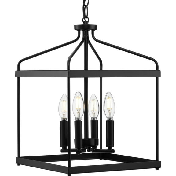 Better Homes & Gardens 4-Light Farmhouse Black Lantern Style Pendant Light