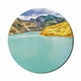 thumbnail image 1 of Landscape Mouse Pad for Computers, Digital Painting of a Mountainous Setting Seascape in Early Spring, Round Non-Slip Thick Rubber Modern Mousepad, 8" Round, Seafoam and Multicolor, by Ambesonne, 1 of 2