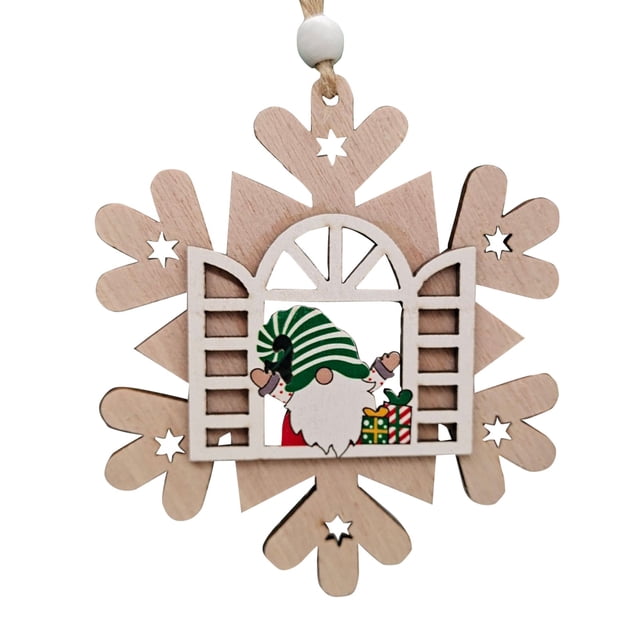 Christmas Tree Wooden Craft Decorations With Window Opening Old Man Design For Halloween