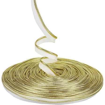 Gold 38.3 Yards 1/2 inch Gold Piping Bias Tape with Welting Cord Cord Trim Ribbon Piping Trim with Metallic Lip Polyester Handcraft for Home Decor Upholstery and Clothing