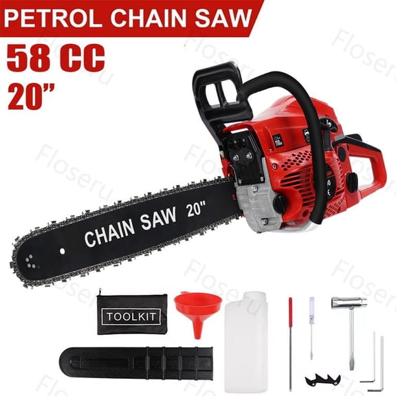 Floseru Gas Powered Chainsaw 58cc 2-Cycle Chain Saw 20 Inch Guide Bar Cordless Chainsaw Gasoline for Cutting Forest Wood Garden Trimming Tools