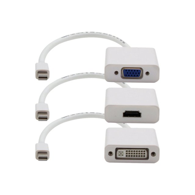 AddOn 5 Pack 8in Mini-DP to VGA Adapter Cable - Video converter - DisplayPort - VGA - white - with Mini DisplayPort-HDMI cable, Mini DisplayPort-DVI cable