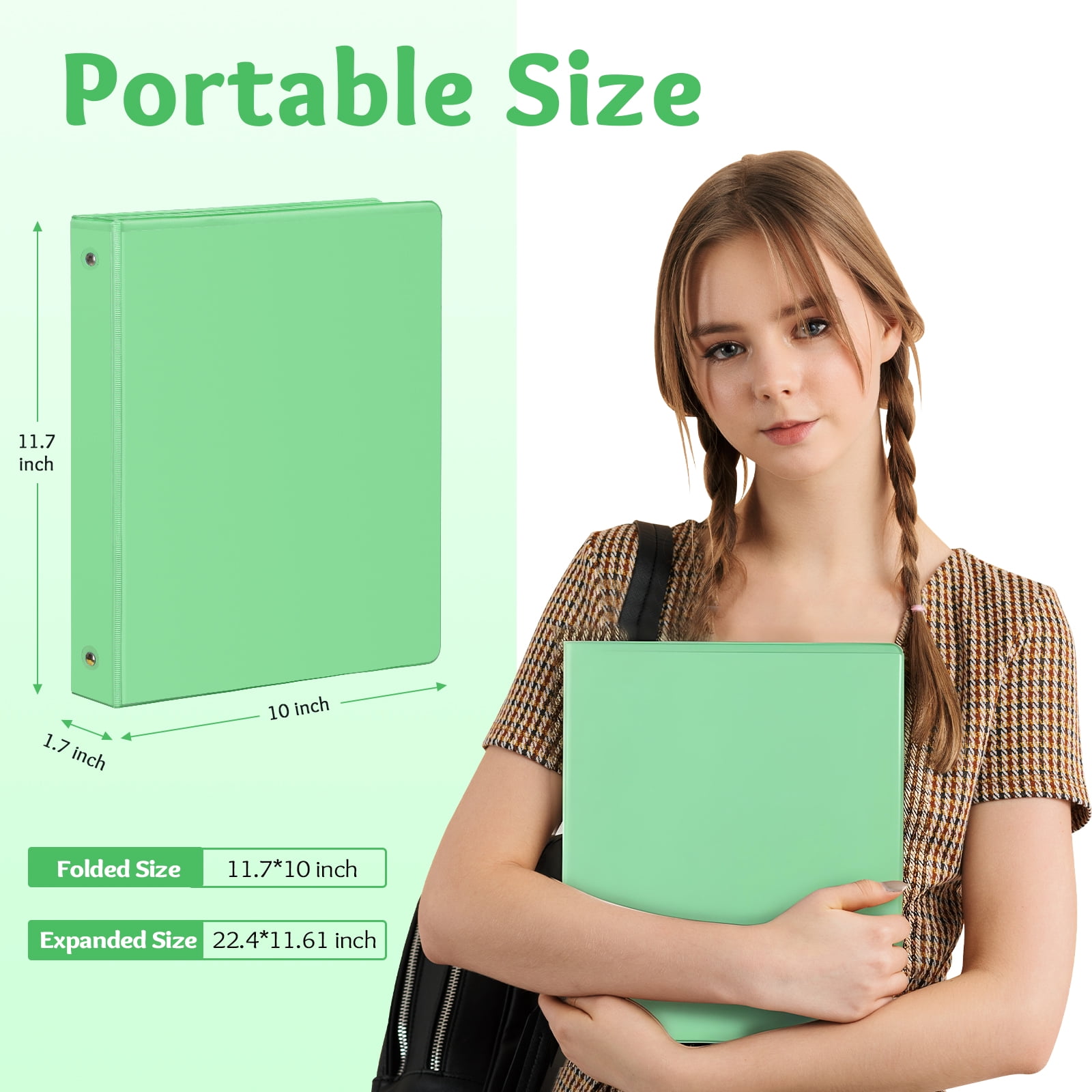 Comix 1 inch 3-ring Binder,Round Ring, 200 Sheets Capacity, 6 Pack Green