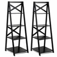 thumbnail image 3 of Spaco 2 Pieces 4-Tier Wood Display Storage Bookshelf Set-Black, Tall Bookshelf, Shelves for Living Room, Home Office, Bedroom, Balcony, 3 of 5