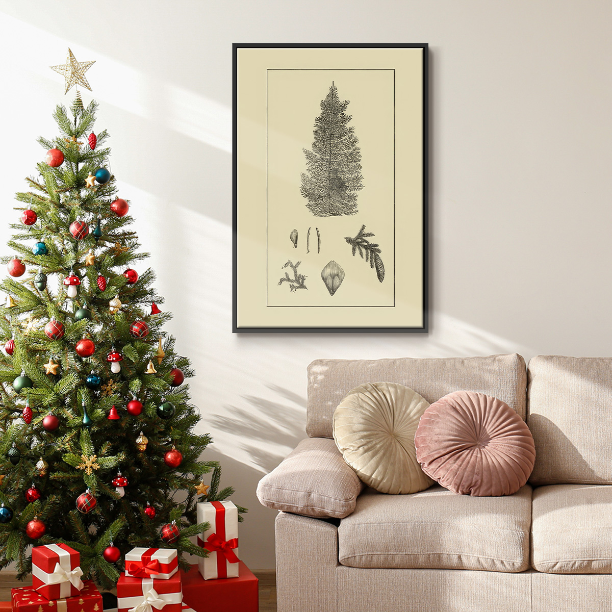 Arbor Study I - Framed Gallery Wrapped Holiday Canvas - 17 x 25 - Black Frame