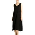 thumbnail image 4 of SWSMCLT Women's Midi Loungewear Nightgown Baggy Basic Cool Comfy Classic Elasthane Night Gown Billowy Lounge Dress Casual Black 3X-Large, 4 of 5