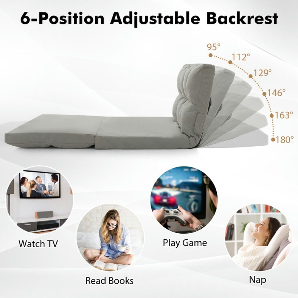 Finihen Floor Sofa, Adjustable Folding Floor Sofa Bed, Floor Sofa Bed with 6 Positions Adjustable Backrest Skin-friendly Velvet Cover, for Living Room, Bedroom, Light Gray Finihen Floor Sofa, Adjustable Folding Floor Sofa Bed, Floor Sofa Bed with 6 Positions Adjustable Backrest Skin-friendly Velvet Cover, for Living Room, Bedroom, Light Gray