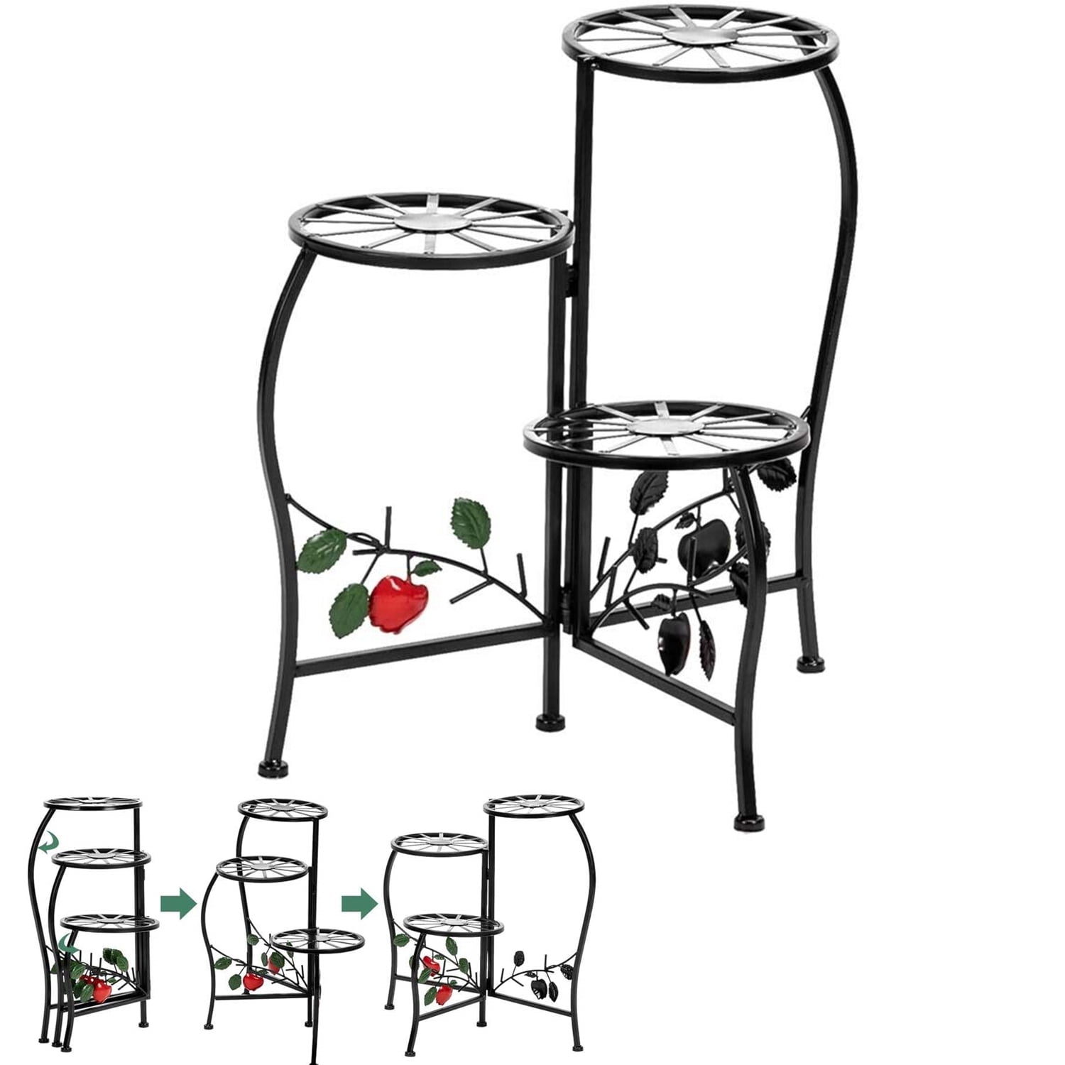 3 Tiers Metal Plant Stands Indoor Outdoor Corner Plant Shelves Flower Pot Holder For Multiple 5577