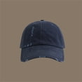 thumbnail image 6 of Men's and Women's Ripped & Distressed Baseball Cap, Washed Vintage Dad Hat with Hole Details, Soft Top Classic Fit Cap for Spring and Autumn Casual Wear Navy, 6 of 7
