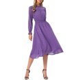 thumbnail image 2 of INSPIRE CHIC Women's Dress  Metallic Stars Smocked Waist Sheer Puff Sleeve Party Midi Dresses with Lining L Purple, 2 of 5