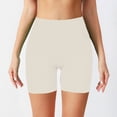 thumbnail image 4 of Womens Seamless Biker Shorts High Waist Ribbed Tummy Workout Yoga Leggings Shorts Active Wear Beige M, 4 of 8