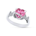 thumbnail image 2 of Heart Shape Simulated Pink Tourmaline In 14K White Gold Over 925 Sterling Silver Ring Size 5, 2 of 5