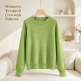 thumbnail image 5 of QATAINLAV Sweaters for Women Crew Neck Hollow Jacquard Knit Pullover Solid Casual Soft Fall Tops Daily Wear, 5 of 10
