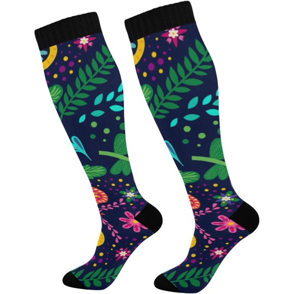 FREEAMG Spiral Night Starry Compression Socks for Women and Men, 1 Pair
