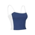 thumbnail image 5 of Women Patchwork Crop Cami Sleeveless Ribbed Knit Tank Spaghetti Strap Backless Form Fitting Cropped Tops Vest, 5 of 8