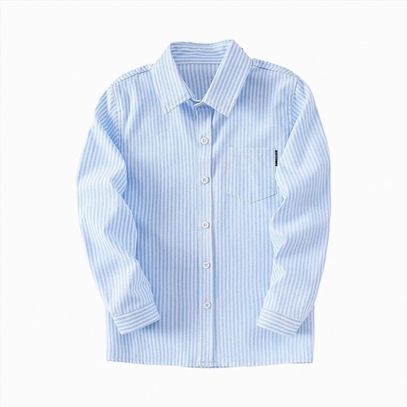 WUANDIXFA Boys Dress Shirt for Formal Casual Long Sleeve Solid School Shirts Button Down Shirts Toddler Boys Button Down Shirt,Sky Blue,11-12 Years