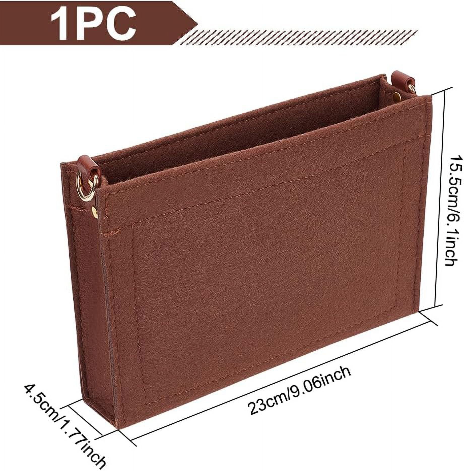 Felt Purse Organizer Insert Small Tote Handbag Shaper Toiletry Pouch Organizer Insert Liner with D Ring Bag in Bag Multi pocket Inside Storage Tidy Purse Conversion 9.05x6.1x1.77 Inch Brown Walmart Bu...