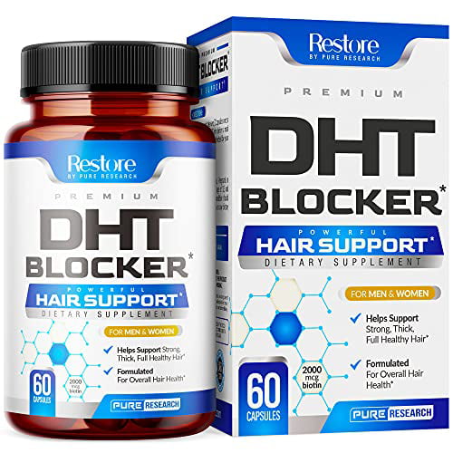 Restoriden DHT Blocker Hair Loss Supplement - Supports Healthy Hair Growth  - Helps Stimulate New Hair Follicle Growth -
