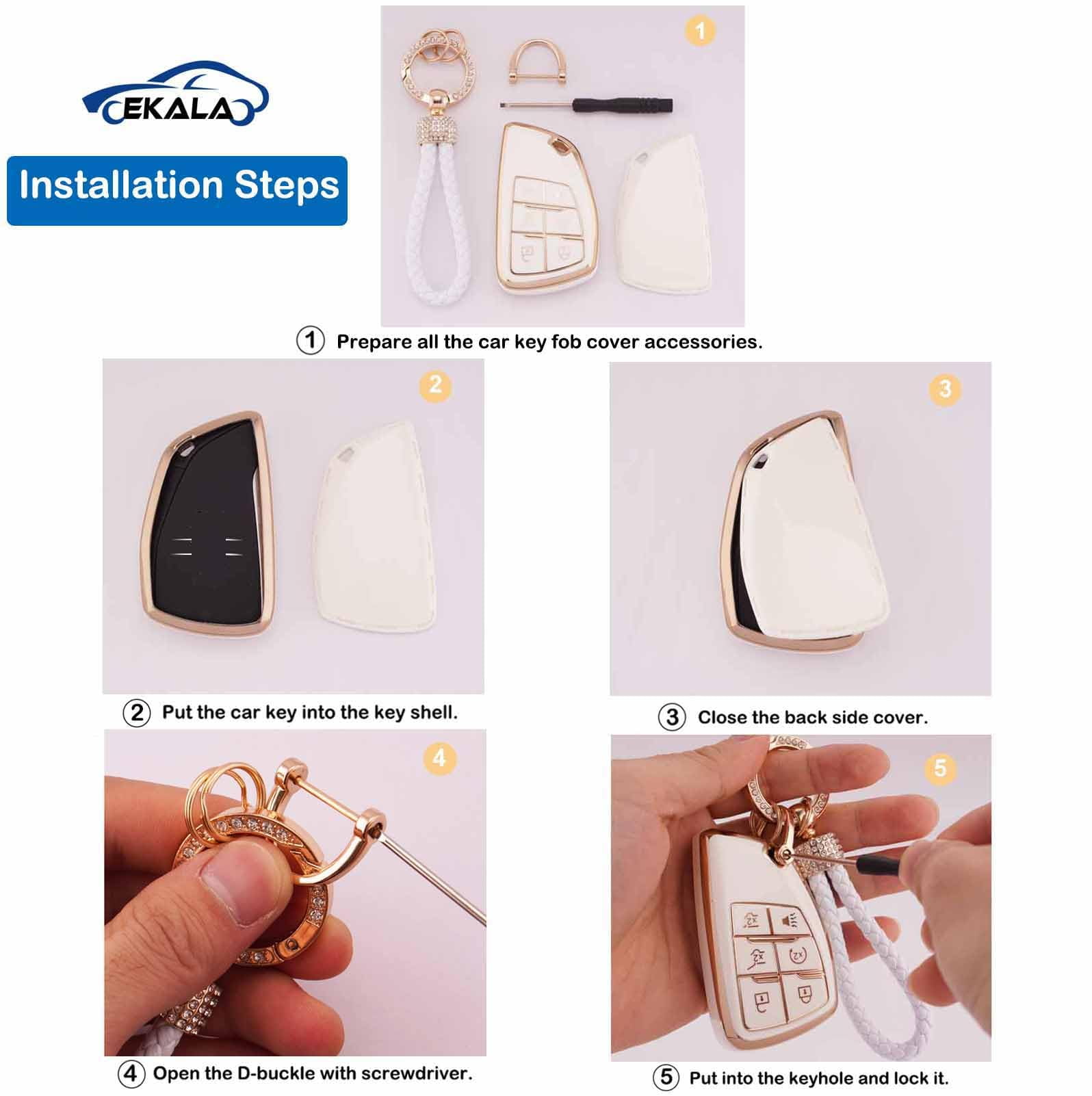 for Chevy Key Fob Cover with Keychain 6 Buttons Soft TPU Car Keys Shells Compatible with 2021 2022 Chevy Suburban Tahoe GMC Yukon Key Fob Protector