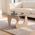 thumbnail image 2 of GZXS Glass Top Coffee Table, 35.8" Modern Center Table for Living Room, Easy Assembly, Clear & Natural, 2 of 6
