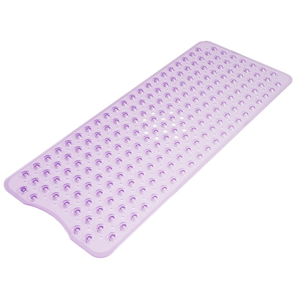 Shower Mat Non Slip 40 x 16 Inches, Shower Stall Mats with Suction Cups and Drain Holes, Non Slip Bath Mat for Tub for Elderly & Kids, Clear Purple